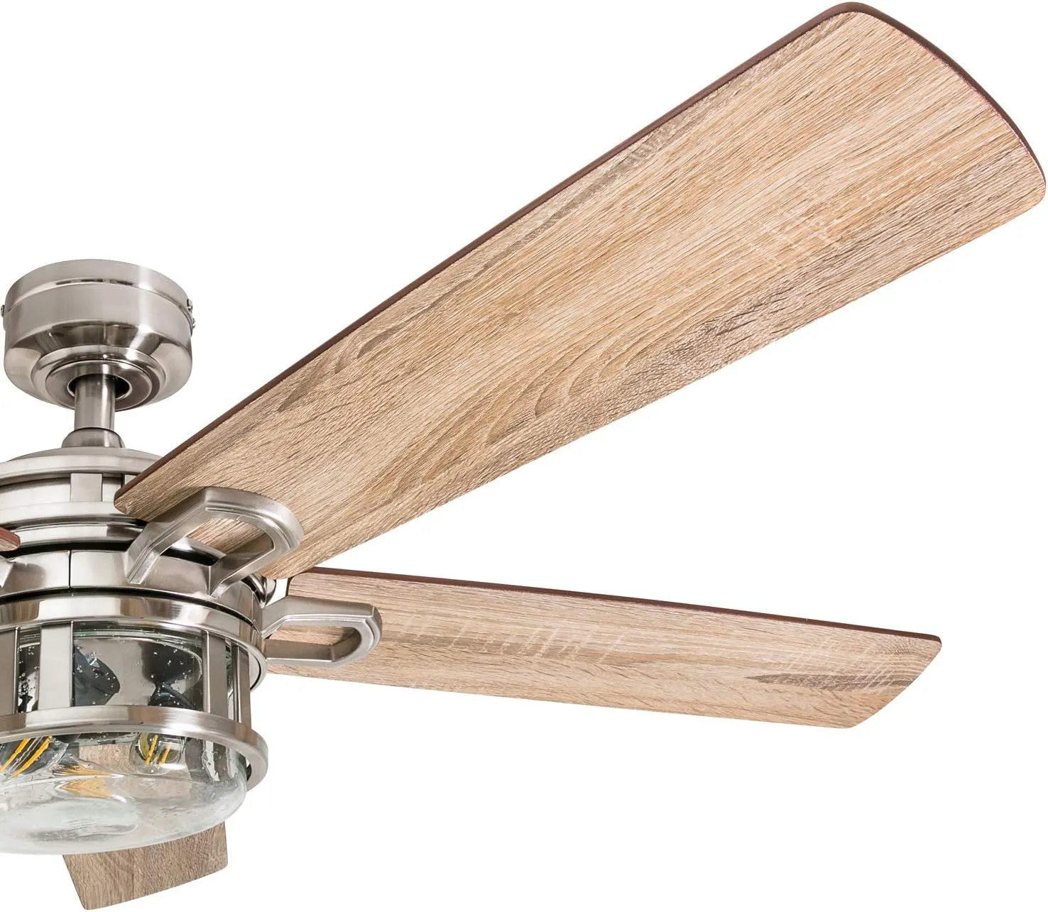 Honeywell Ceiling Fans Bonterra Modern 52 Inch Ceiling Fan with Light, Remote Control, LED Indoor Fan with 5 Blades, Light Brown Pine and Brown Chestnut Blade Finish Options, Brushed Nickel (50610-01)