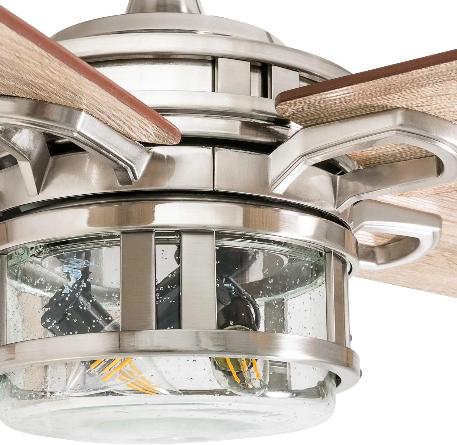 Honeywell Ceiling Fans Bonterra Modern 52 Inch Ceiling Fan with Light, Remote Control, LED Indoor Fan with 5 Blades, Light Brown Pine and Brown Chestnut Blade Finish Options, Brushed Nickel (50610-01)