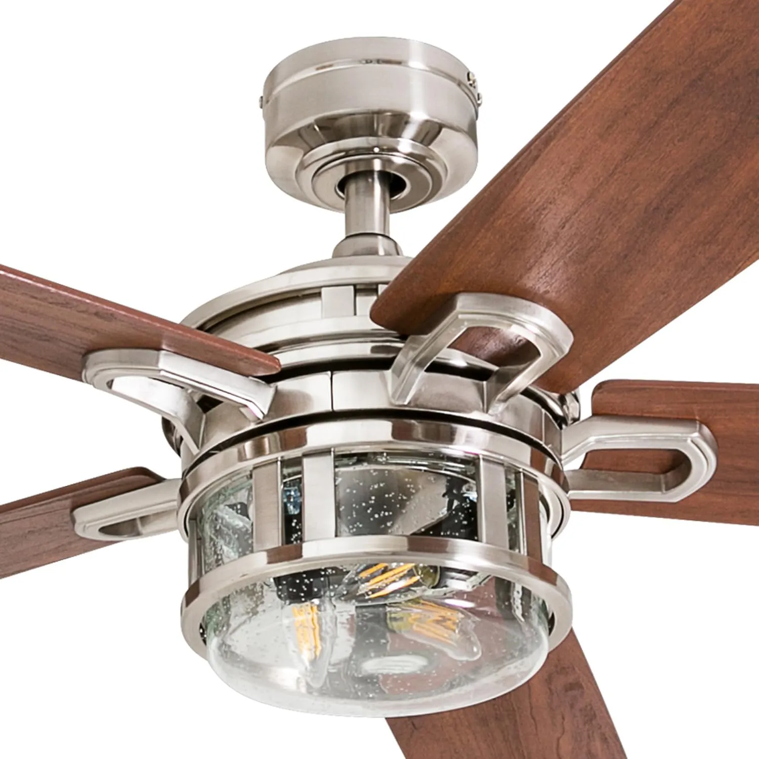 Honeywell Ceiling Fans Bonterra Modern 52 Inch Ceiling Fan with Light, Remote Control, LED Indoor Fan with 5 Blades, Light Brown Pine and Brown Chestnut Blade Finish Options, Brushed Nickel (50610-01)