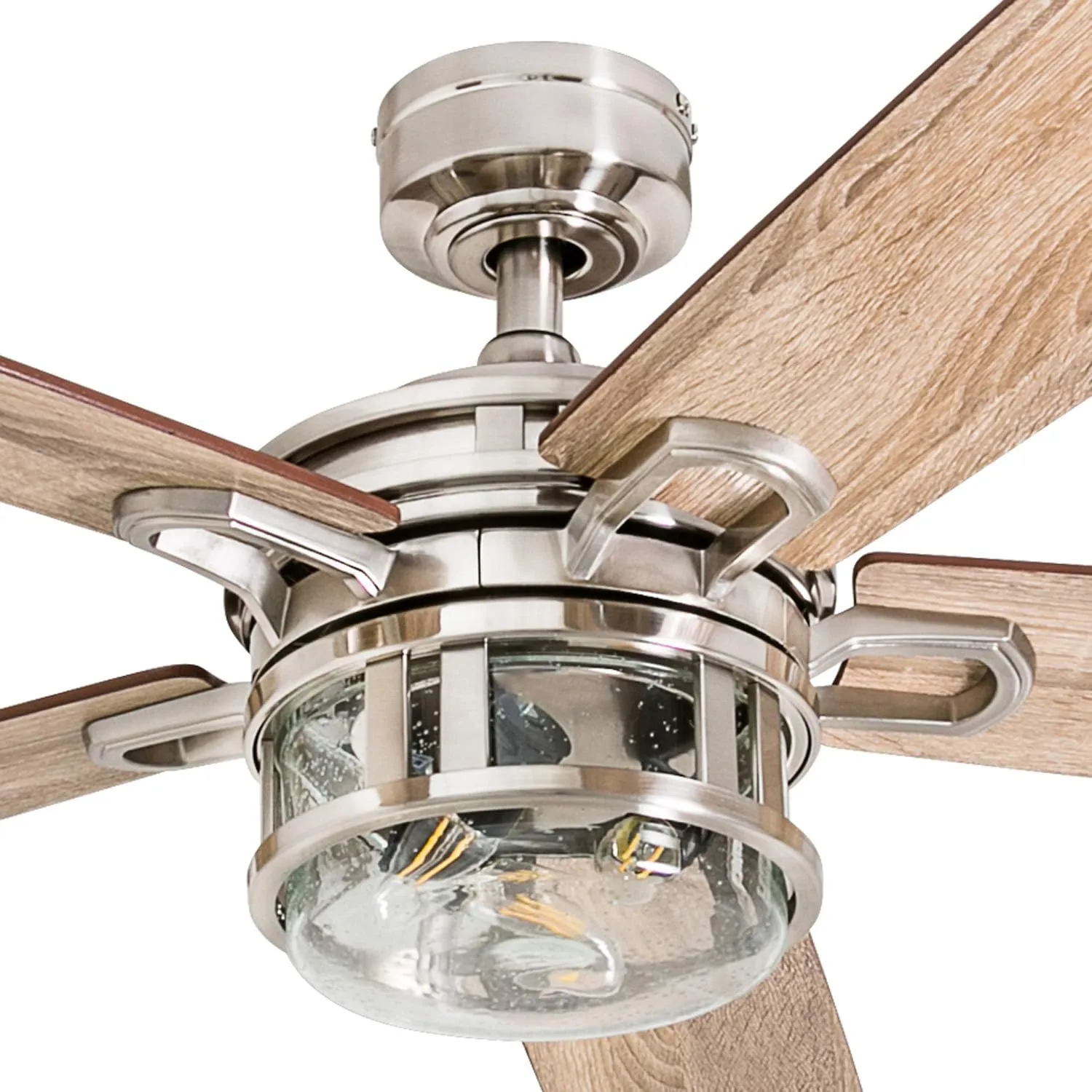 Honeywell Ceiling Fans Bonterra Modern 52 Inch Ceiling Fan with Light, Remote Control, LED Indoor Fan with 5 Blades, Light Brown Pine and Brown Chestnut Blade Finish Options, Brushed Nickel (50610-01)