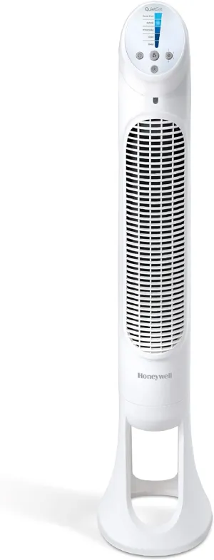 Honeywell HYF260 Quiet Set Whole Room Tower Fan, White Desktop fan with humidification feature