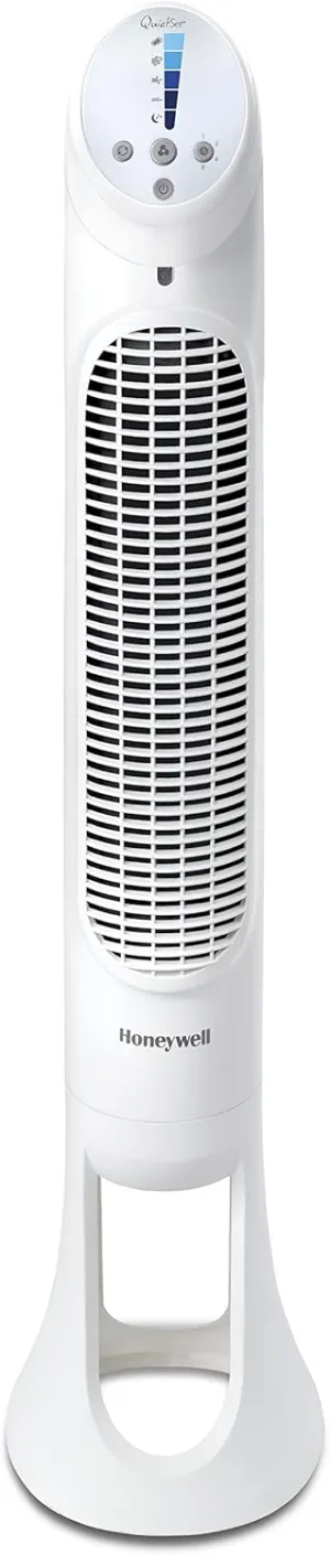Honeywell QuietSet Whole Room Oscillating Tower Fan (5 Speed Settings, Oscillating 80, Timer Function, Auto-Off Lights, Remote Control) HYF260 Tower bladeless fan for modern homes