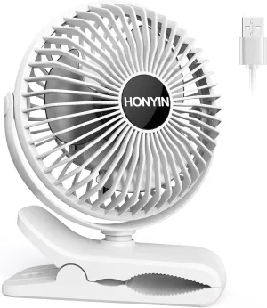 HONYIN 720 Rotation Small Desk & Clip on Fan with Sturdy Clamp, 3 Speeds, Quiet Little Personal Cooling Fan by USB Plug In, for Bedroom Office Desktop Treadmill USB desktop fan for workspace