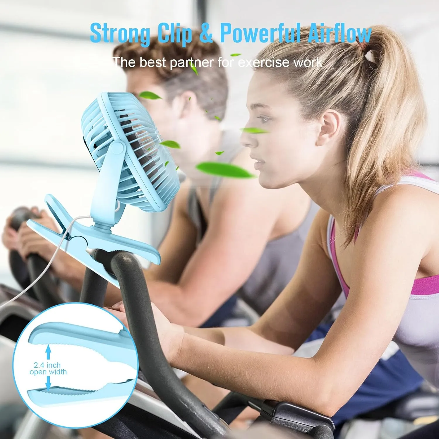 HONYIN 720 Rotation Small Desk & Clip on Fan with Sturdy Clamp, 3 Speeds, Quiet Little Personal Cooling Fan by USB Plug In, for Bedroom Office Desktop Treadmill