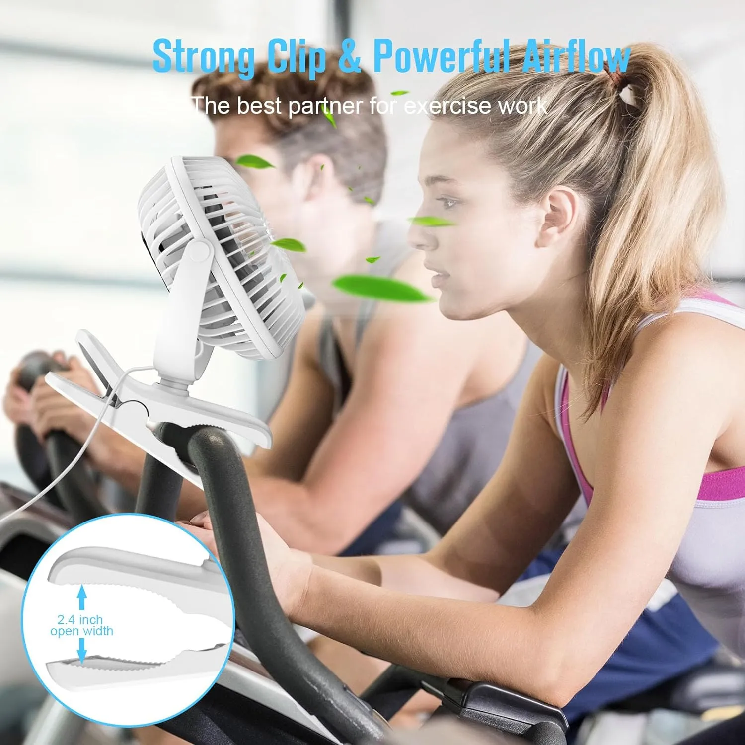 HONYIN 720 Rotation Small Desk & Clip on Fan with Sturdy Clamp, 3 Speeds, Quiet Little Personal Cooling Fan by USB Plug In, for Bedroom Office Desktop Treadmill
