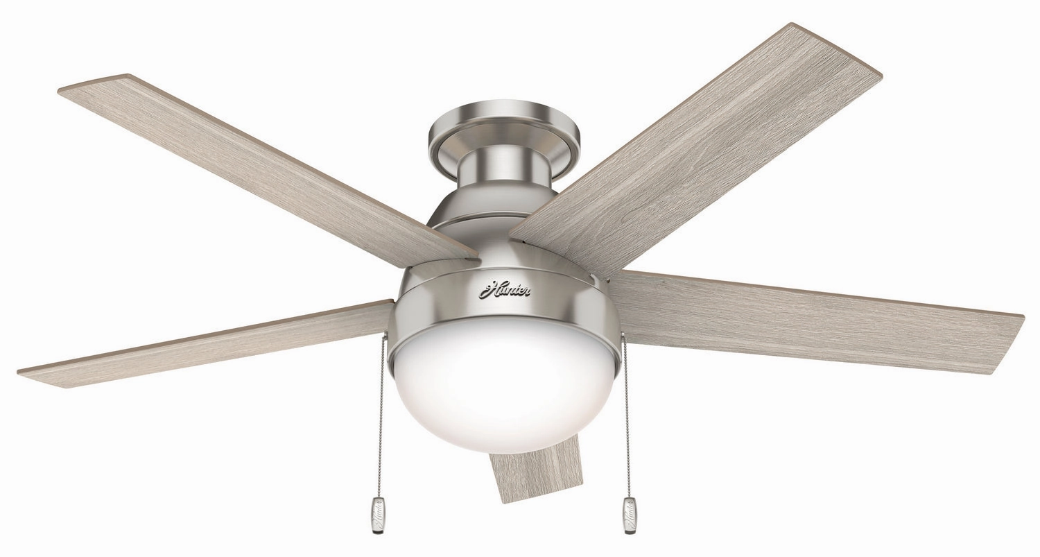 Hunter Fan Anslee 46" Flushmount Pull Chain Ceiling Fan with 18W LED Energy-efficient ceiling fan with remote