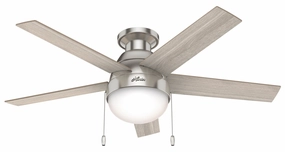 Hunter Fan Anslee 46" Flushmount Pull Chain Ceiling Fan with 18W LED Energy-efficient ceiling fan with remote