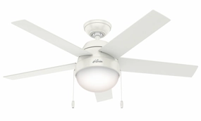 Hunter Fan Anslee Pull Chain Ceiling Fan with 18W LED Modern ceiling fan for home cooling
