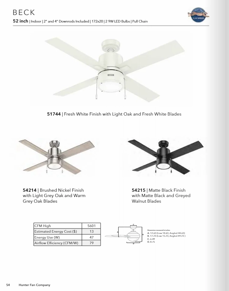Hunter Fan Beck Pull Chain Ceiling Fan with 18W LED