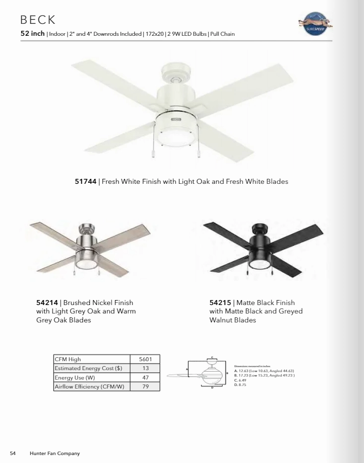Hunter Fan Beck Pull Chain Ceiling Fan with 18W LED
