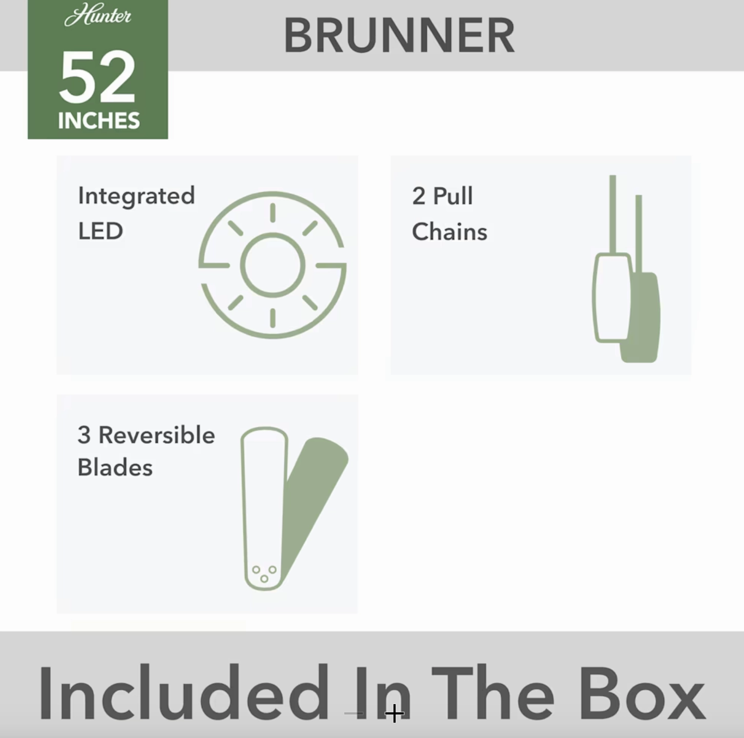 Hunter Fan Brunner 52" Flushmount Pull Chain Ceiling Fan with 18W LED