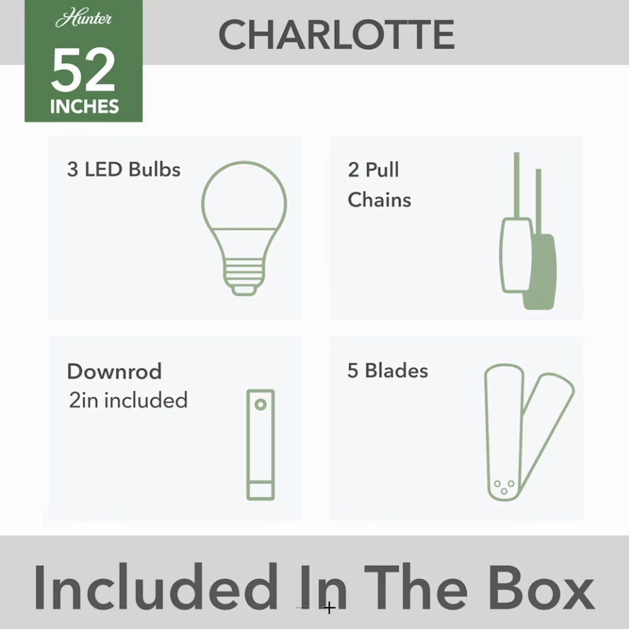 Hunter Fan Charlotte 52" Indoor Pull Chain Ceiling Fan 10.5W LED