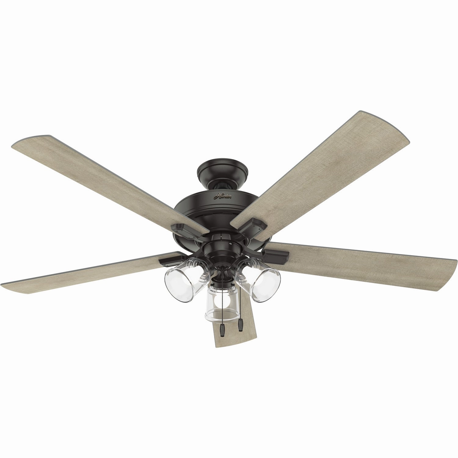 Hunter Fan Crestfield Pull Chain Flushmount Ceiling Fan with 18W LED