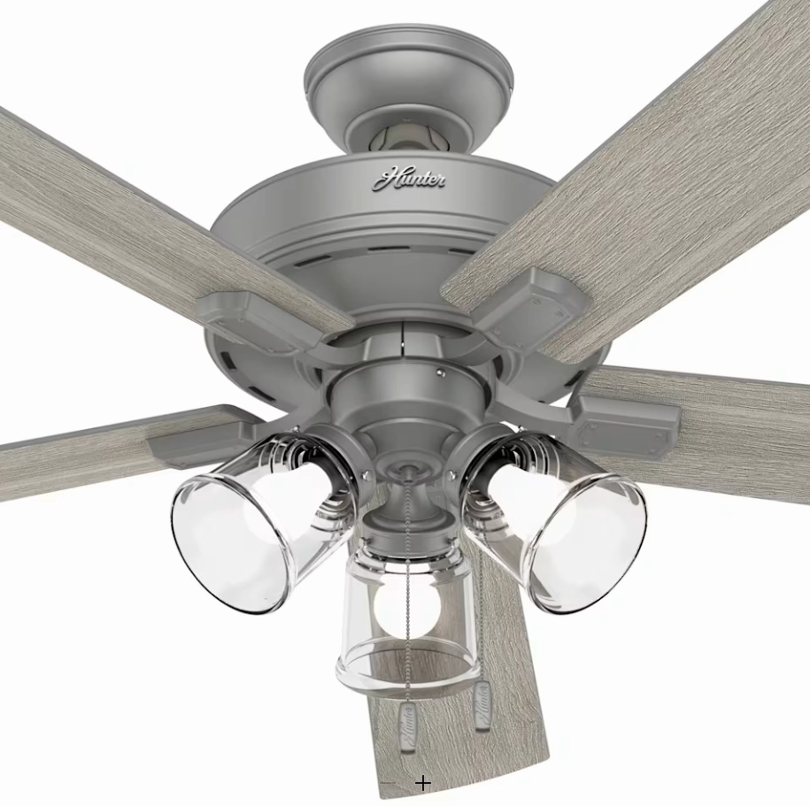 Hunter Fan Crestfield Pull Chain Flushmount Ceiling Fan with 18W LED