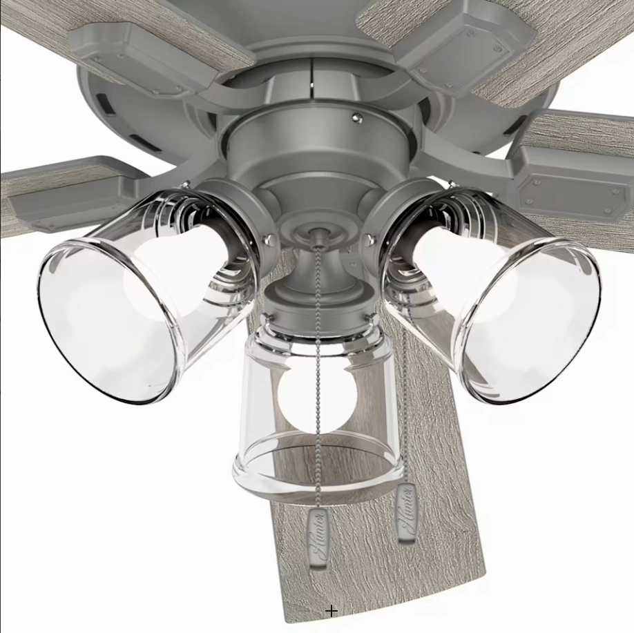 Hunter Fan Crestfield Pull Chain Flushmount Ceiling Fan with 18W LED