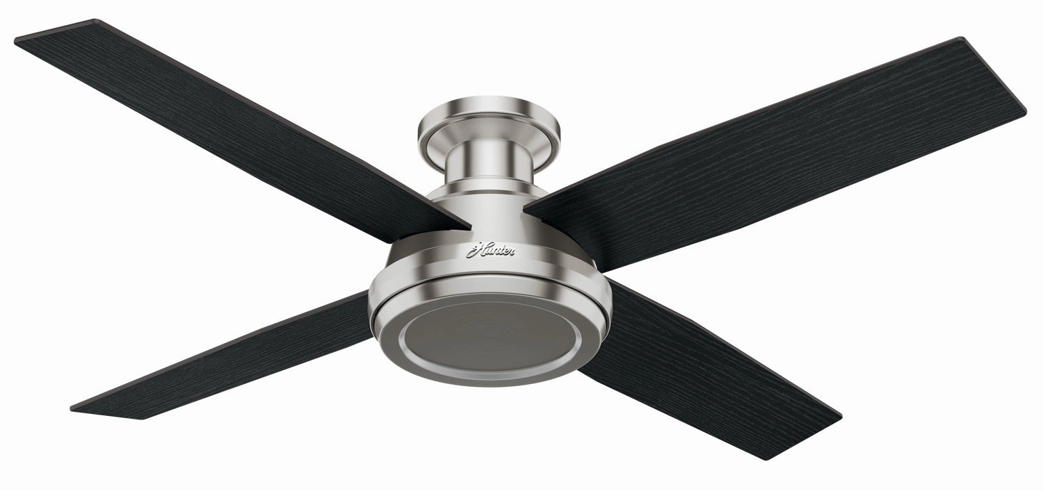 Hunter Fan Dempsey 52" Flushmount Ceiling Fan with Remote low-noise indoor fans for peaceful settings