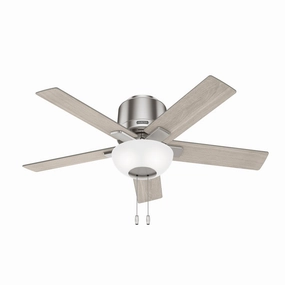 Hunter Fan Fitzgerald 44" Flushmount Pull Chain Ceiling Fan with 20W LED low-noise indoor fans for peaceful settings
