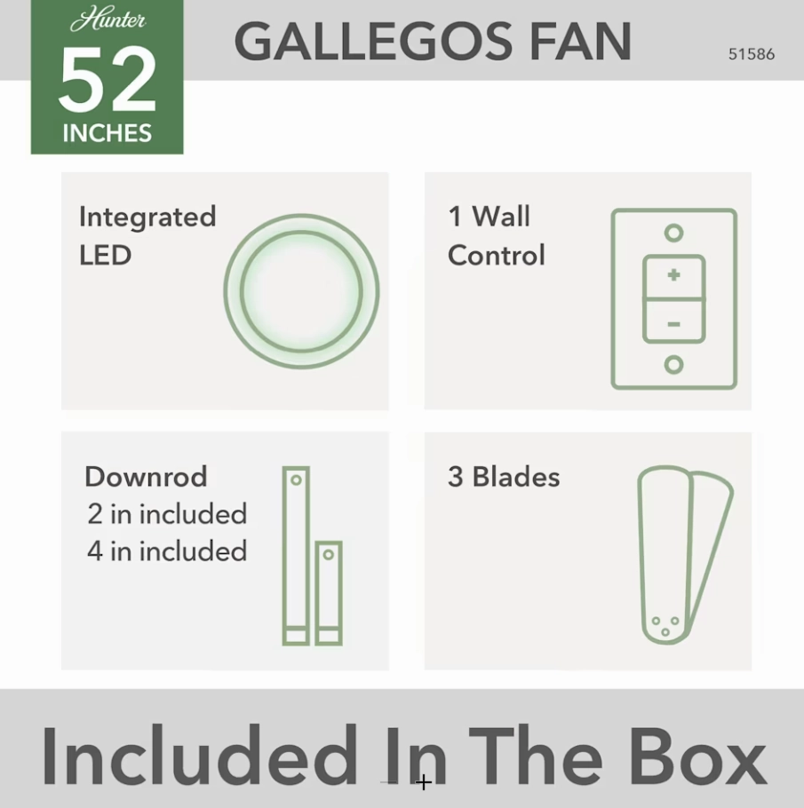 Hunter Fan Gallegos 52" Outdoor Ceiling Fan with Wall Control and 18W LED