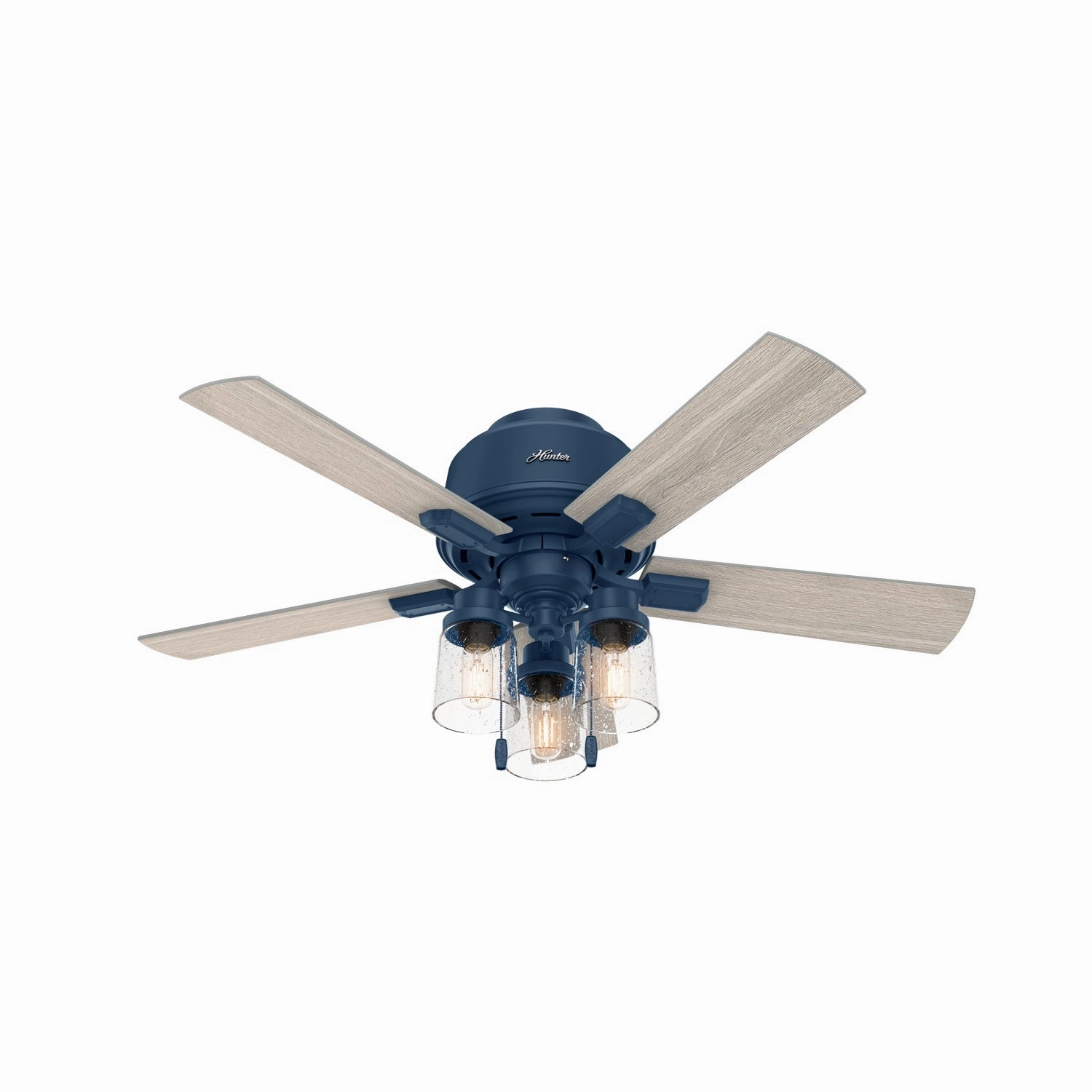 Hunter Fan Hartland Flushmount Pull Chain Ceiling Fan with 10W LED low-noise indoor fans for peaceful settings