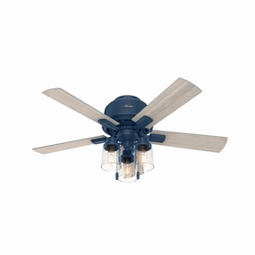 Hunter Fan Hartland Flushmount Pull Chain Ceiling Fan with 10W LED low-noise indoor fans for peaceful settings