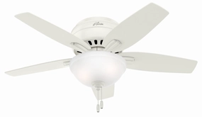 Hunter Fan Newsome Flushmount Pull Chain Ceiling Fan with 18W LED compact indoor fans for apartment use