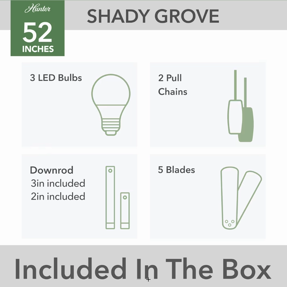 Hunter Fan Shady Grove 52" Indoor Pull Chain Ceiling Fan with 13W LED