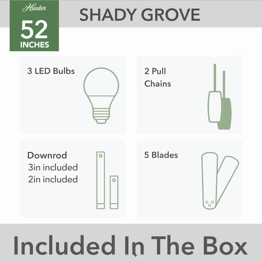 Hunter Fan Shady Grove 52" Indoor Pull Chain Ceiling Fan with 13W LED