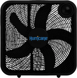 Hurricane Classic Floor Mount Box Fan w/ 3 Quiet Speeds, Black, 20" - Corded Portable Electric Air Cooling Unit w/ Powerful 2400 CFM Airflow for Home, Garage, Office, Bedroom & Basement Fan with safety blade design
