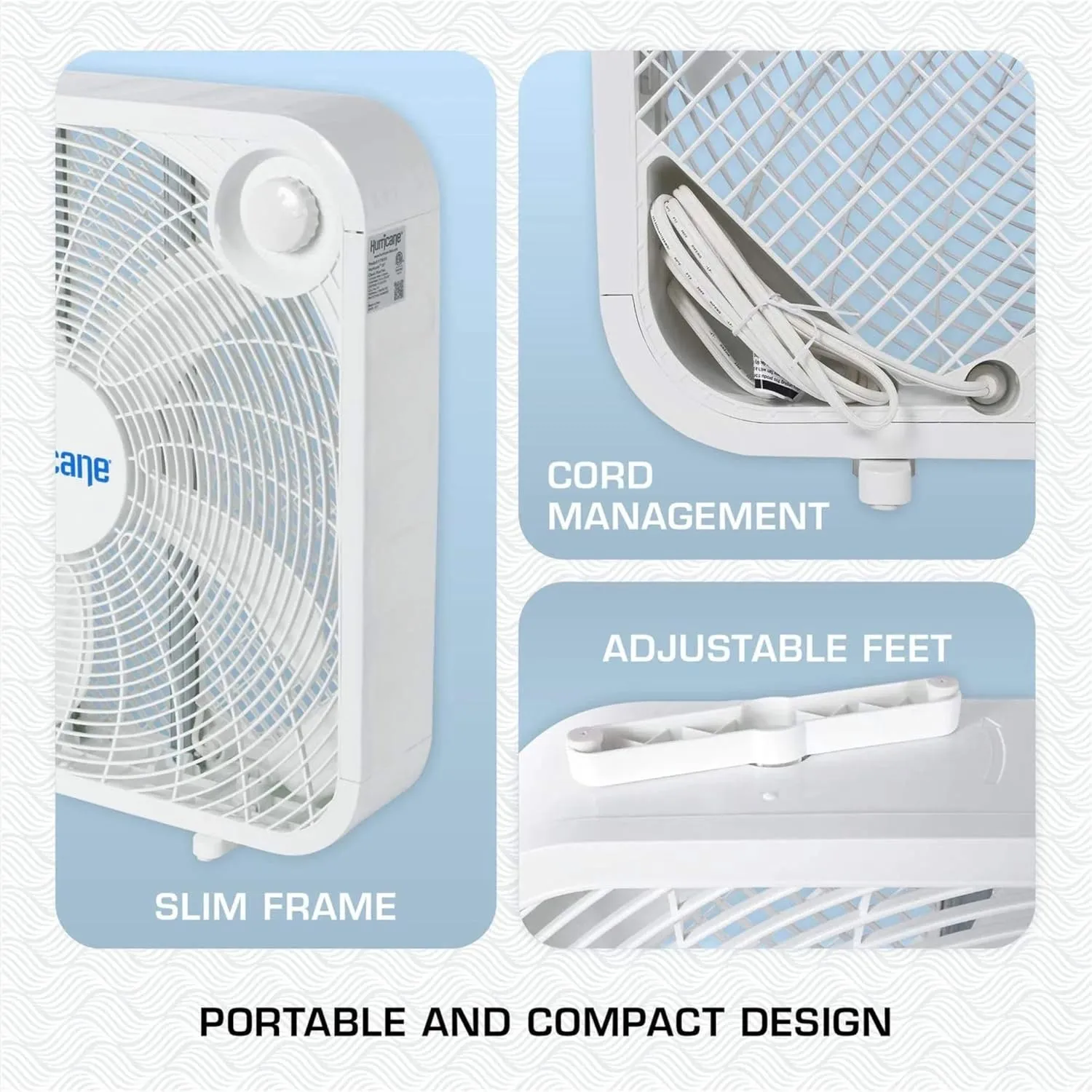 Hurricane Classic Floor Mount Box Fan w/ 3 Quiet Speeds, Black, 20" - Corded Portable Electric Air Cooling Unit w/ Powerful 2400 CFM Airflow for Home, Garage, Office, Bedroom & Basement