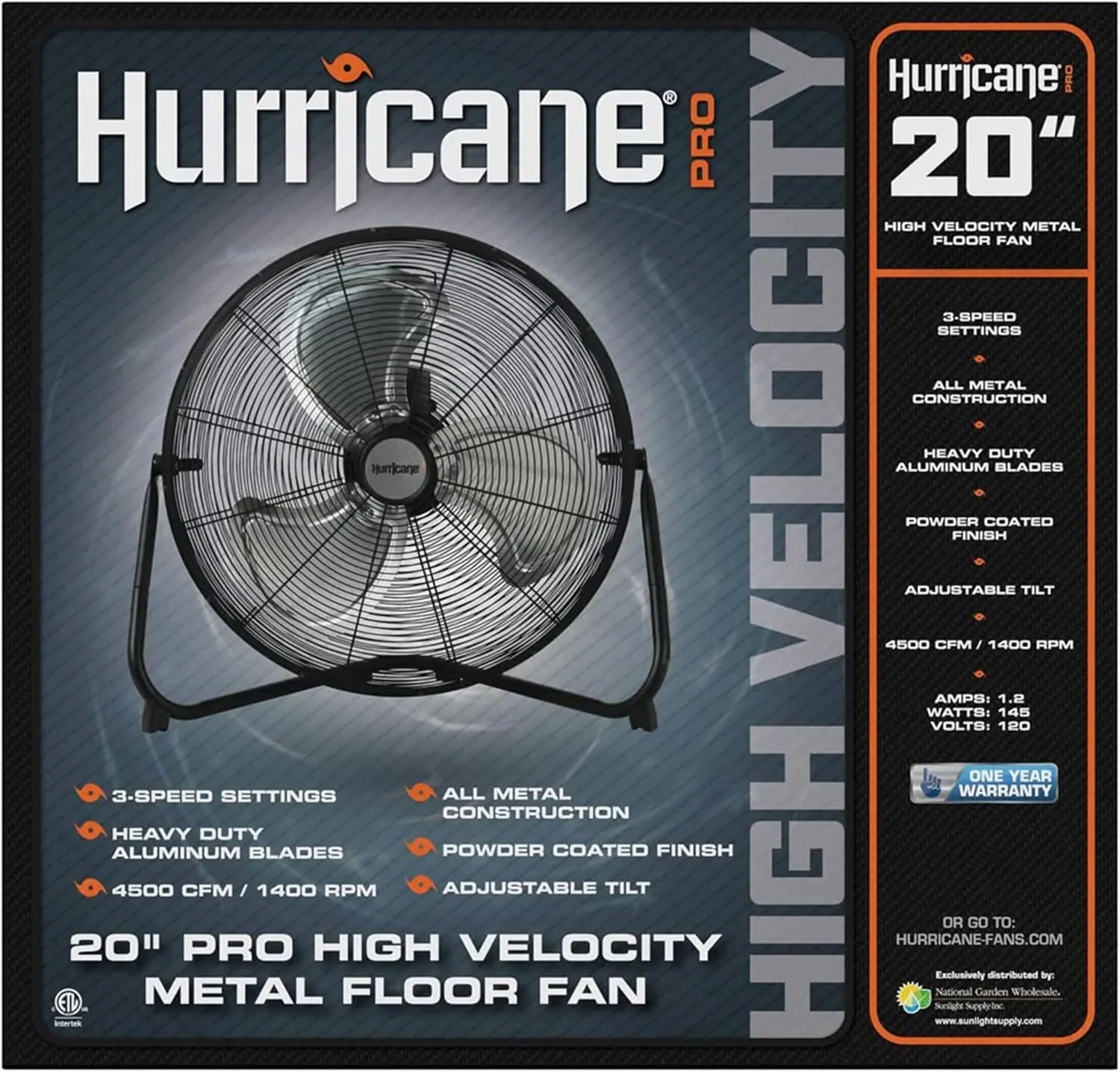 Hurricane Pro 20 Inch Aluminum High Velocity Heavy Duty Metal Floor Blade Fan with 3 Customizable Speed Settings and Adjustable Tilt, 2-Pack, Black