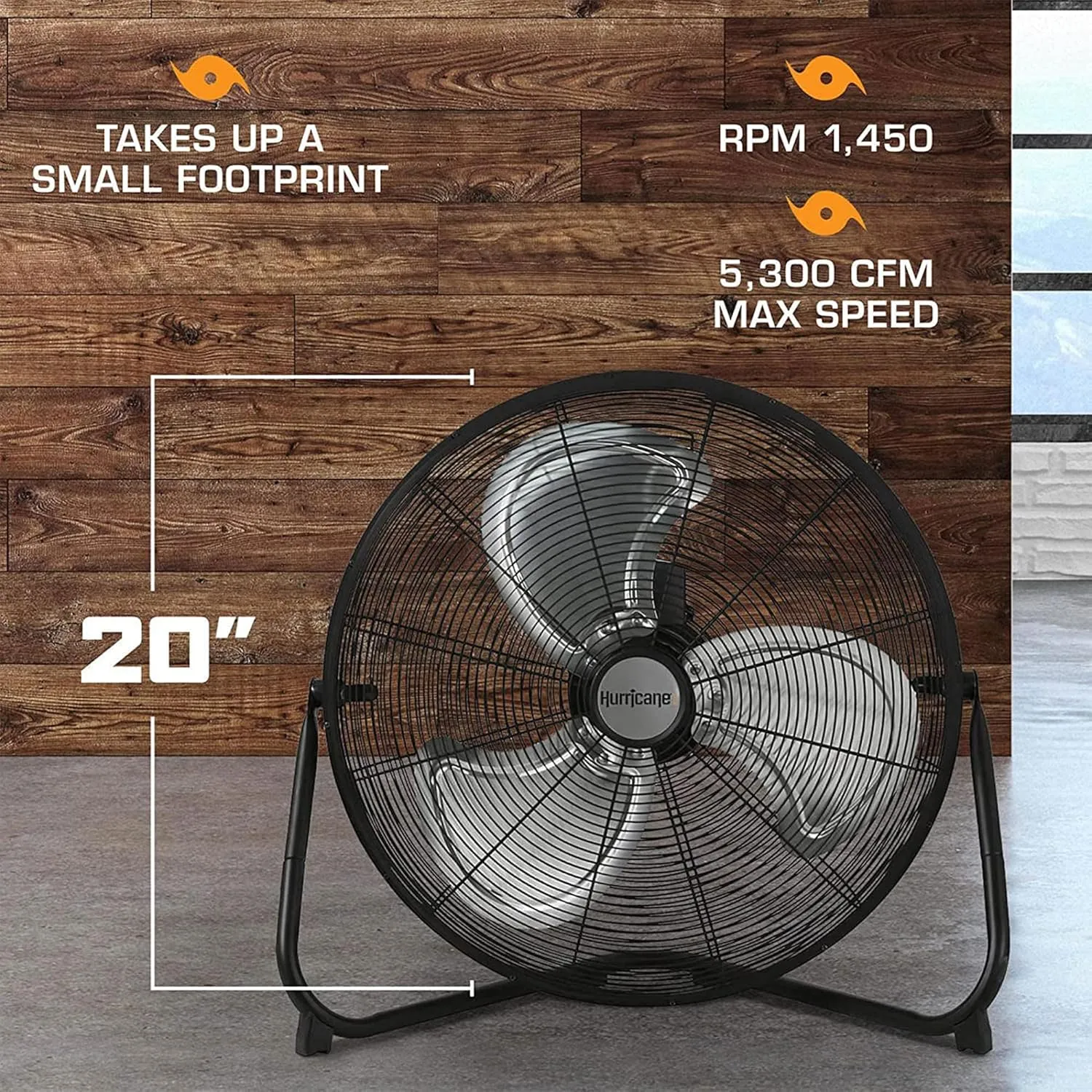 Hurricane Pro 20 Inch Aluminum High Velocity Heavy Duty Metal Floor Blade Fan with 3 Customizable Speed Settings and Adjustable Tilt, 2-Pack, Black