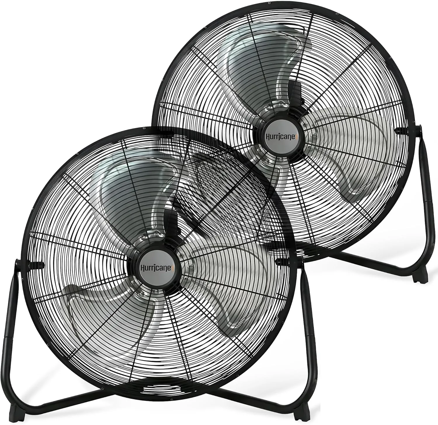 Hurricane Pro 20 Inch Aluminum High Velocity Heavy Duty Metal Floor Blade Fan with 3 Customizable Speed Settings and Adjustable Tilt, 2-Pack, Black Fan with safety blade design
