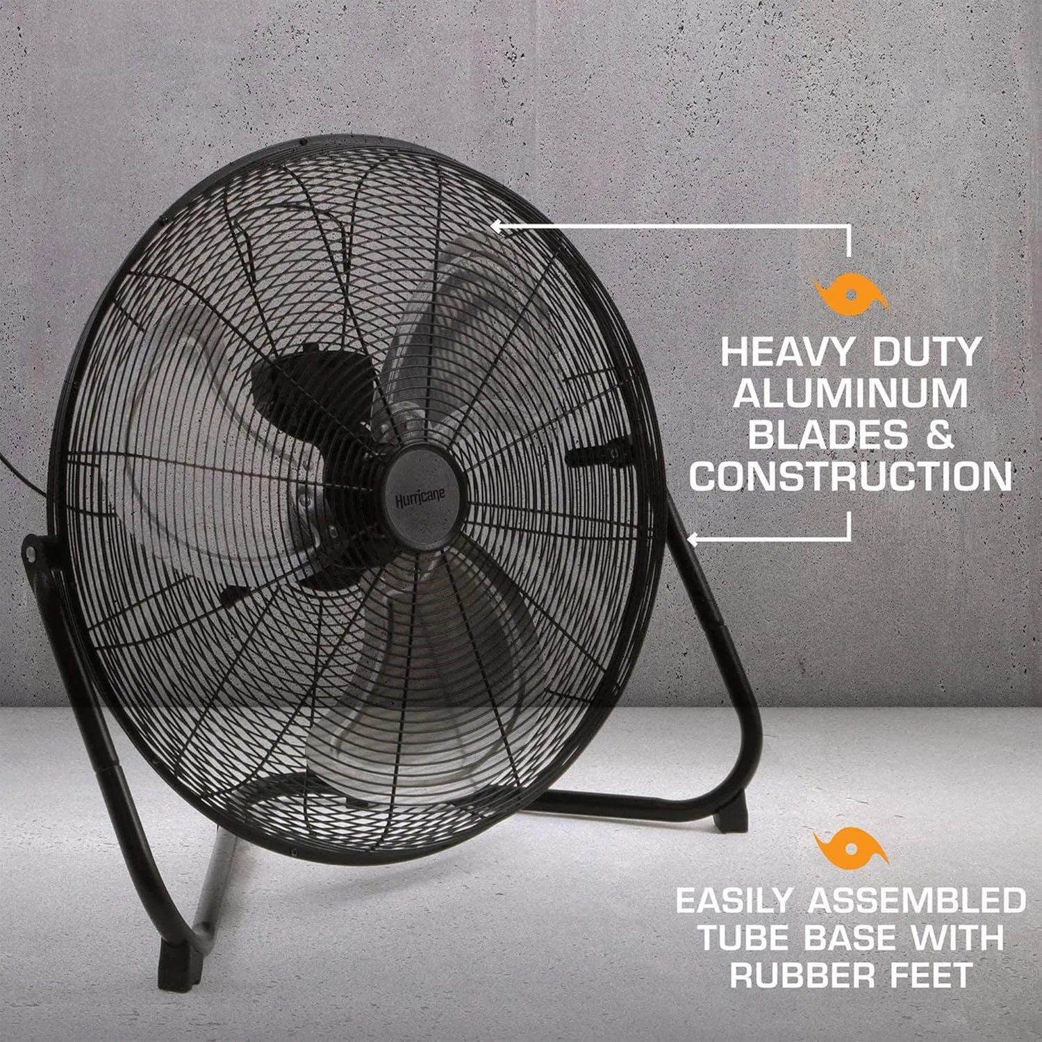 Hurricane Pro 20 Inch Aluminum High Velocity Heavy Duty Metal Floor Blade Fan with 3 Customizable Speed Settings and Adjustable Tilt, 2-Pack, Black
