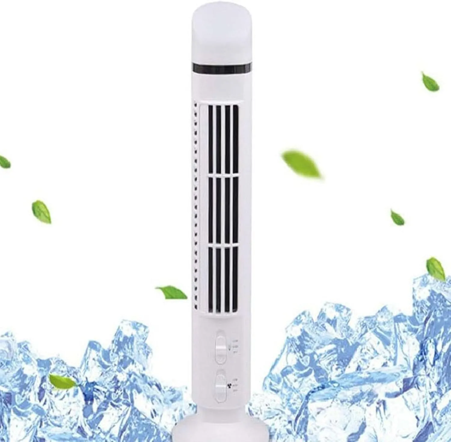 HURRISE Bladeless Tower Fan, Oscillating Fans Standing Fans for Indoors 90 Degree Oscillating Quiet Portable USB Desk Fan with Light for Home Bedroom Office (White)