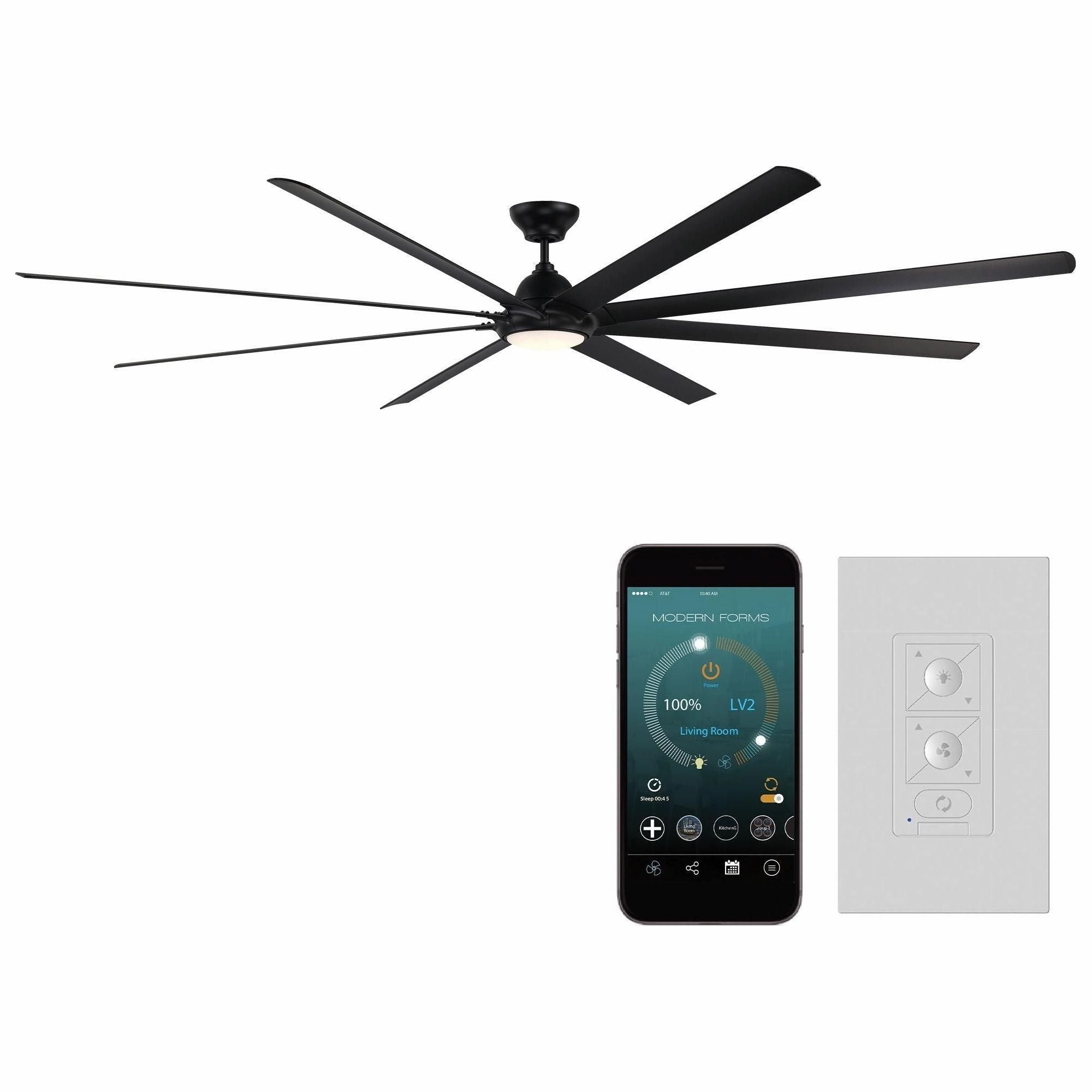 Hydra Indoor/Outdoor 8-Blade 120" Smart Ceiling Fan with LED Light Kit smart ceiling fans with voice control