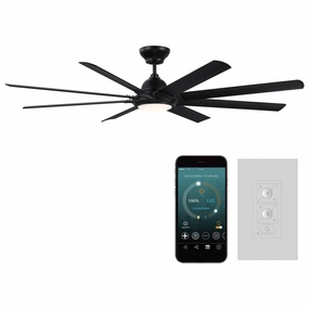 Hydra Indoor/Outdoor 8-Blade 80" Smart Ceiling Fan with LED Light Kit quiet ceiling fans with remote control