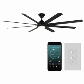 Hydra Indoor/Outdoor 8-Blade 96" Smart Ceiling Fan with LED Light Kit quiet ceiling fans with remote control