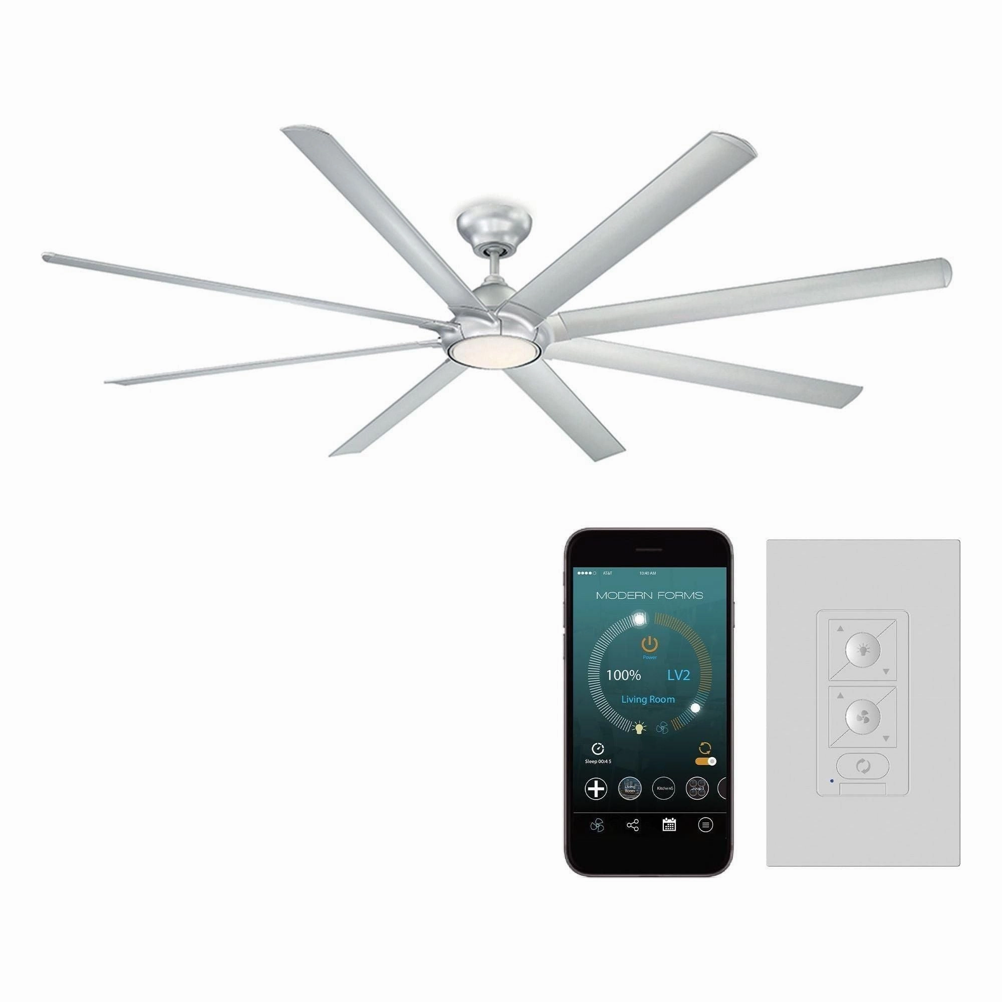 Hydra Indoor/Outdoor 8-Blade 96" Smart Ceiling Fan with LED Light Kit