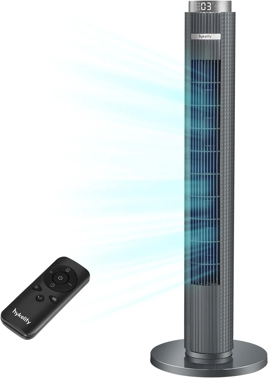hykolity Tower Fan for Bedroom, 90 Oscillating Standing Fan, 28dB Ultra Quiet, 26ft/s Velocity 38'' Bladeless Fan with 3 Speeds & 4 Modes, 12H Timer, Remote, Floor Fan for Living Room, Home, Office Small bladeless fan for quiet cooling