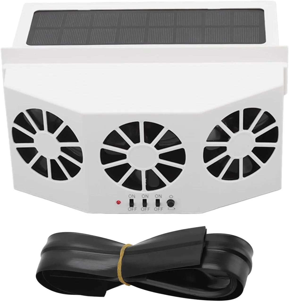 Hyuduo Solar Powered Car Cooler, Car Solar Air Circulator Exhaust Fan Large Wide Angle 3 Fans Energy Saving Car Exhaust Ventilation Fan White Solar-powered car fan for ventilation