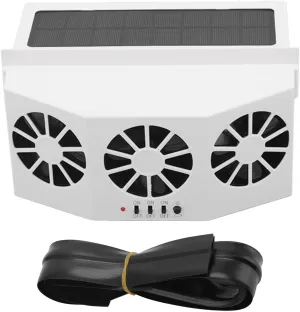 Hyuduo Solar Powered Car Cooler, Car Solar Air Circulator Exhaust Fan Large Wide Angle 3 Fans Energy Saving Car Exhaust Ventilation Fan White Solar-powered car fan for ventilation