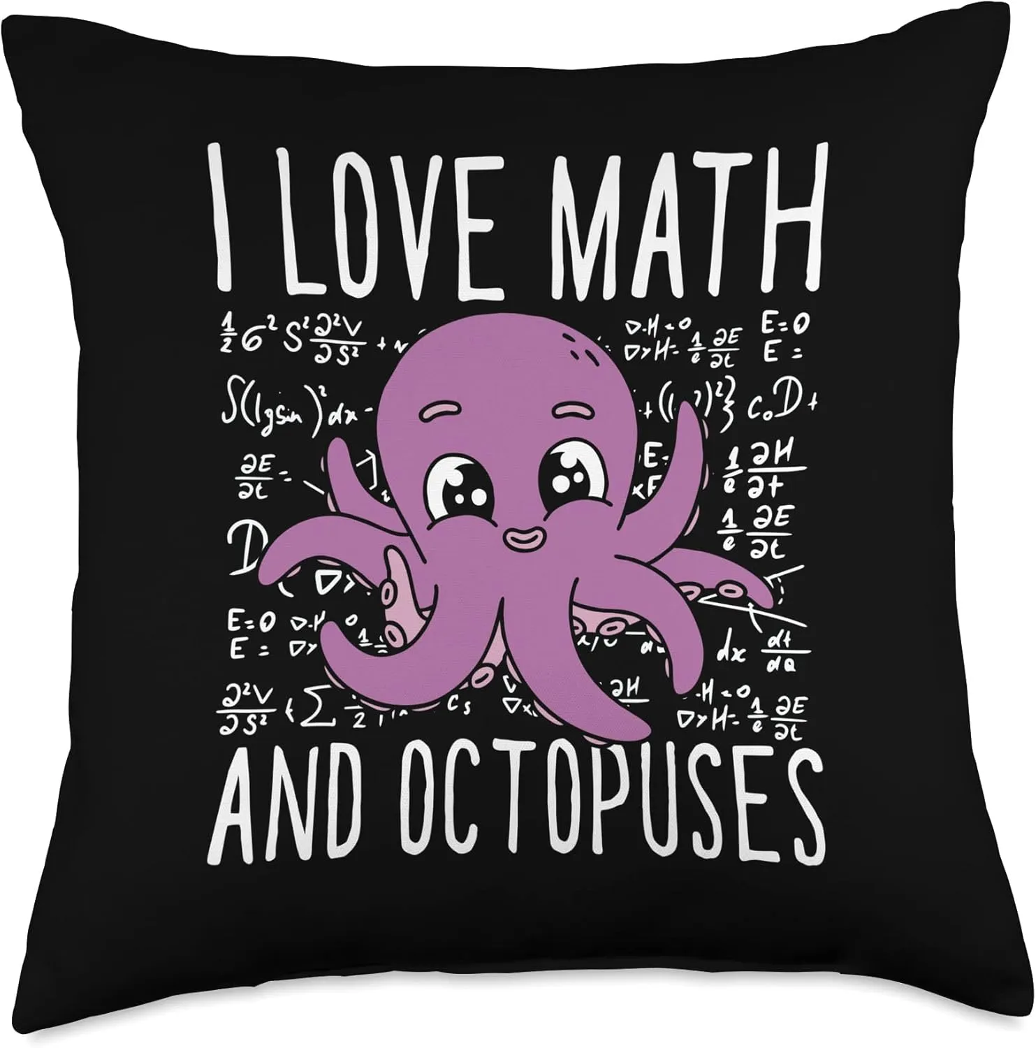 I Love Math and Octopuses Tentacles Mollusk Cute Octopus Throw Pillow, 18x18, Multicolor Octopus-shaped decorative fan