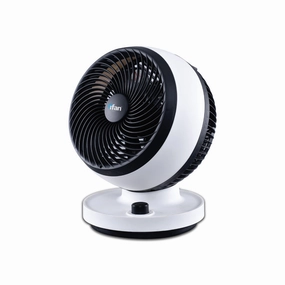 iFan 7" Air Circulator Fan - Turbo, Powerful Airflow, Desk Fan, Oscillation, 90 Tilt, Portable, 3-Speed, Quiet, black & white, IF7530 usb desk fans for office or dorm use