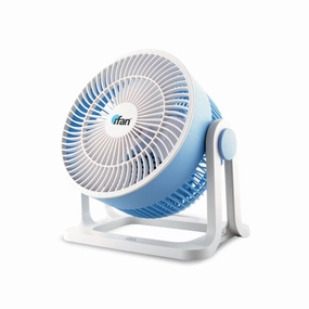 iFAN 8" Air Circulator Fan   Turbo Airflow, 90 Adjustable Tilt, Overheat Protection, Compact & Lightweight, 3-Speed, blue & white, IF7408 usb desk fans for office or dorm use
