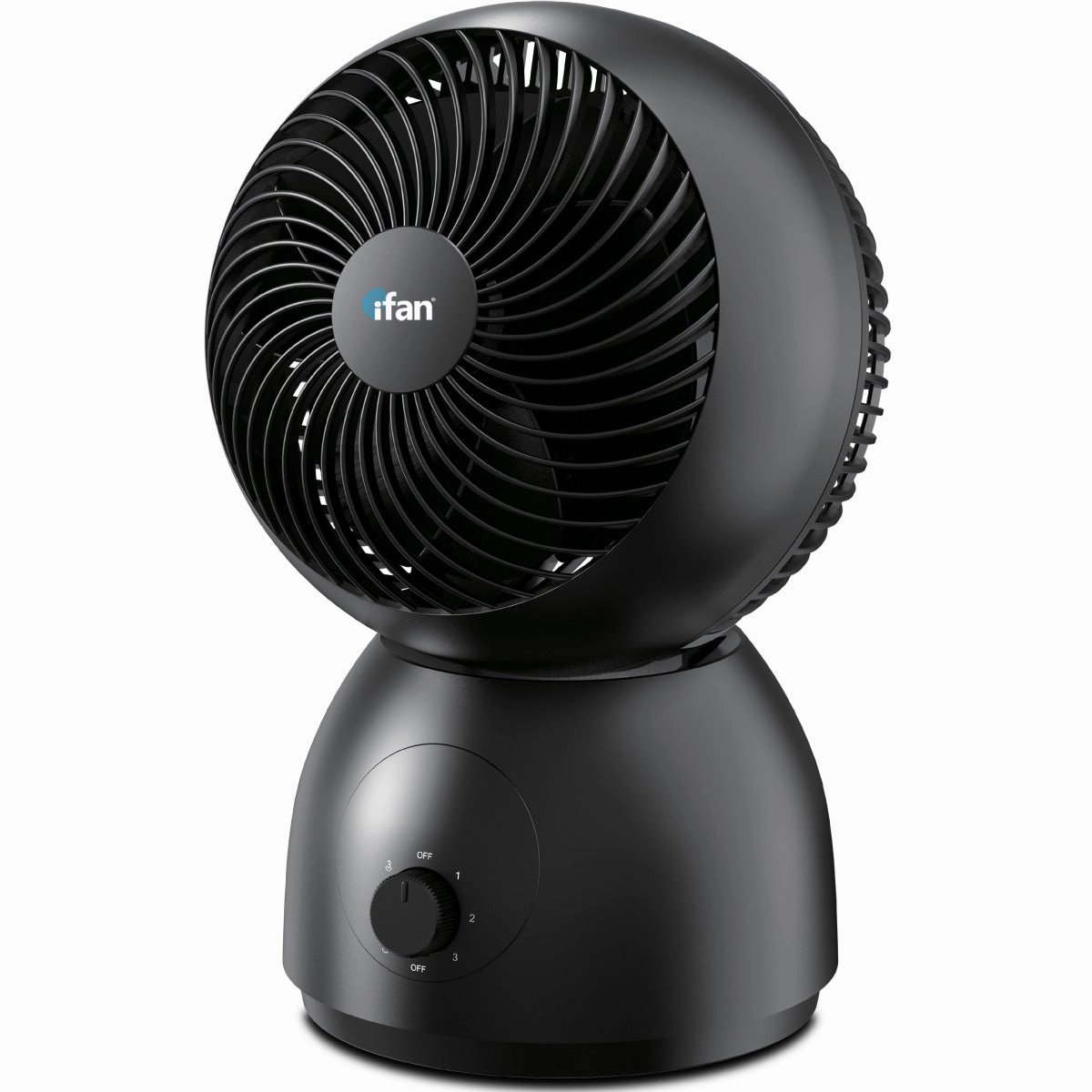 iFan 8" Air Circulator Fan  Concentrated Airflow, Desk Fan, Oscillation, Adjustable Tilt, Portable, Silent, 3-Speed, black, IF7403