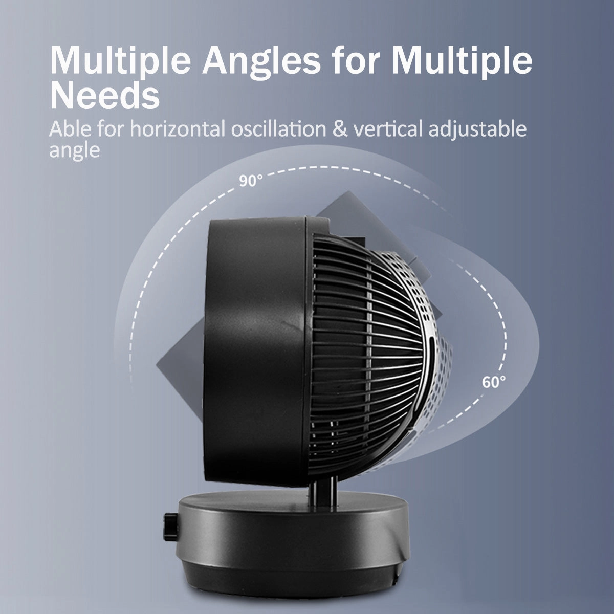 iFan 9" Air Circulator Fan  Concentrated Airflow, Desk Fan, Oscillation, Adjustable Tilt, Portable, Silent, 3-Speed, black, IF7409