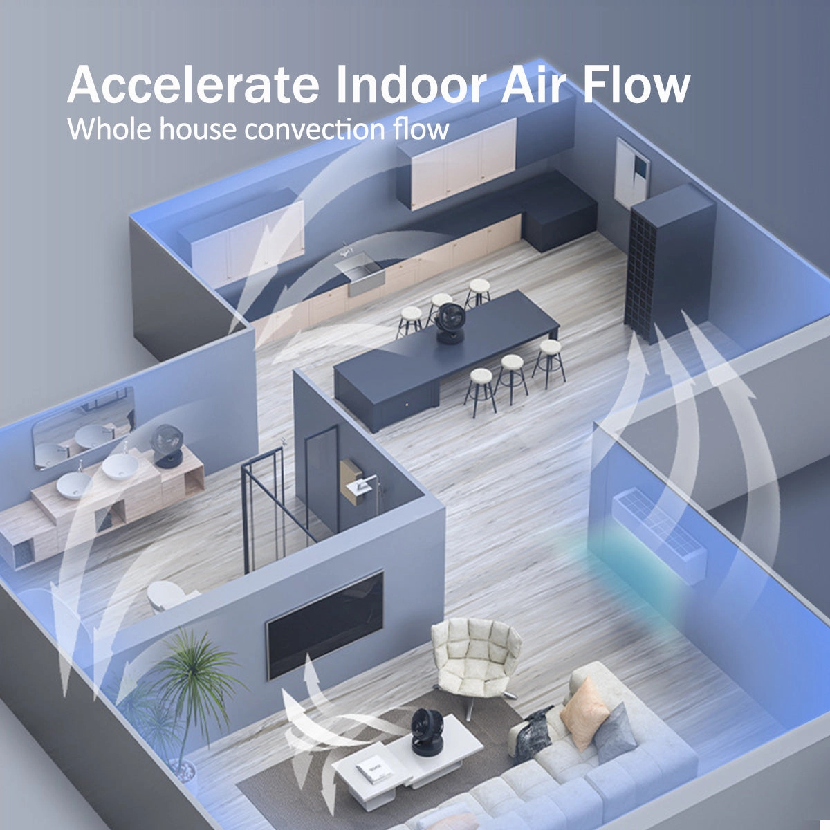 iFan 9" Air Circulator Fan  Concentrated Airflow, Desk Fan, Oscillation, Adjustable Tilt, Portable, Silent, 3-Speed, black, IF7409