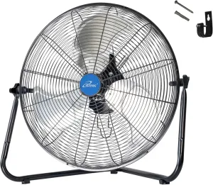 iLIVING 20 Inch Heavy Duty Floor & Wall Mount Fan - 5500 CFM High Velocity, 160-Watt, 3-Speed, Industrial Cooling for Garage, Workshop, Office, Home - UL Listed, Black Fan with safety blade design