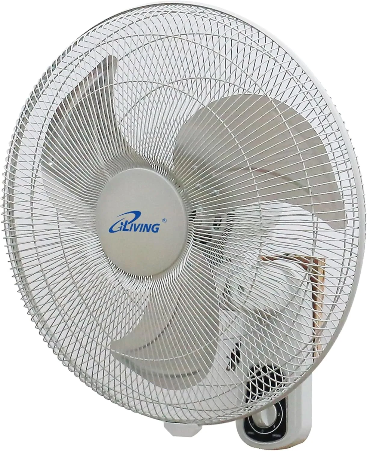 iLiving Glow Oscillating Wall Mount Fan with Adjustable Tilt, 18-inch, 3 Speed, Metal Grille and Blade, 90 Degree Oscillation, Airflow 1650CFM, Ideal for Home, Bedroom, Gym & Office, Greenhouse