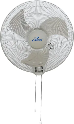 iLiving Glow Oscillating Wall Mount Fan with Adjustable Tilt, 18-inch, 3 Speed, Metal Grille and Blade, 90 Degree Oscillation, Airflow 1650CFM, Ideal for Home, Bedroom, Gym & Office, Greenhouse Fan with safety blade design